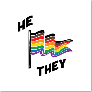 He/They Pronouns Retro Banner Posters and Art